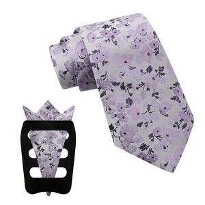 6465 Floral Ties , 3pcs/set Neck Tie Pocket Square Holder Set for Wedding